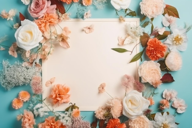 A frame with flowers on it