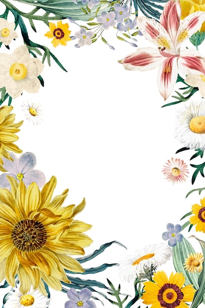 Frame with flowers png summer badge