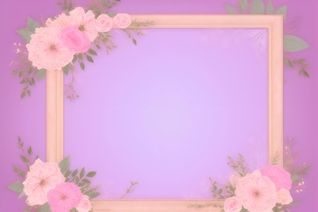 A frame with flowers on a purple background