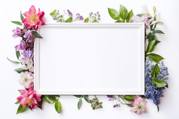 a frame with flowers on the wall