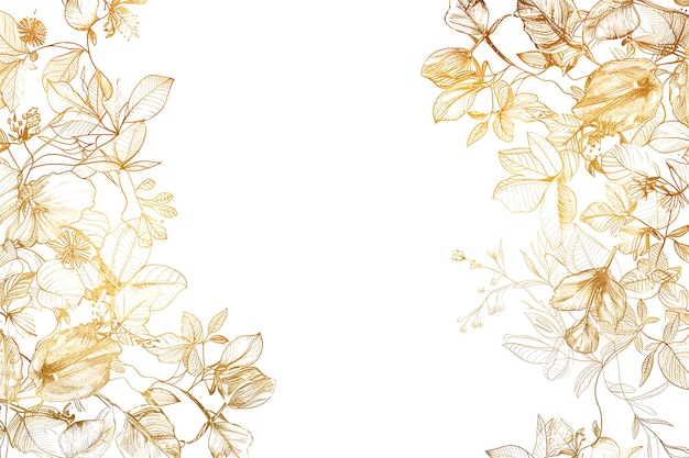 a frame with gold leaves and flowers on it