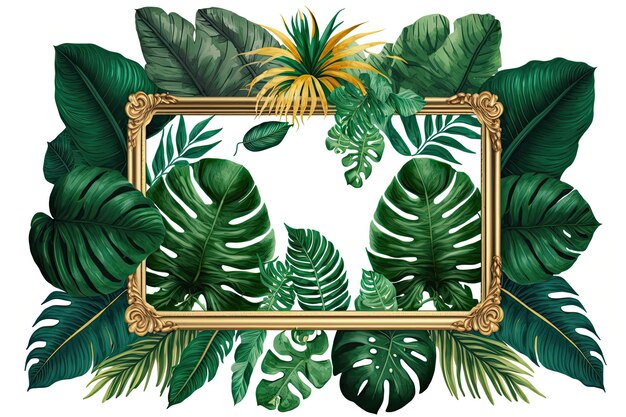 Photo frame with greenery accents generative ai