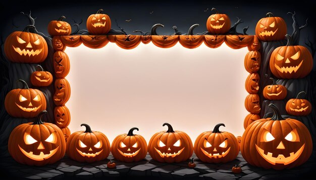 A frame with Halloween pumpkins