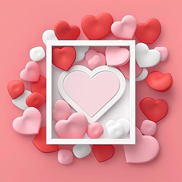 a frame with a heart in the middle and a pink heart in the middle.