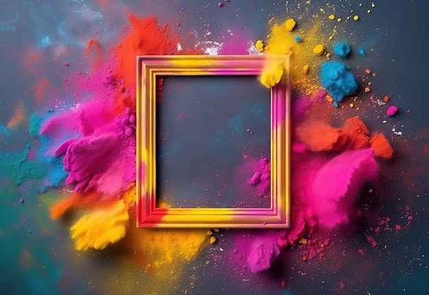 Frame with holi color