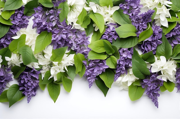 Photo frame with lilac and green leaves