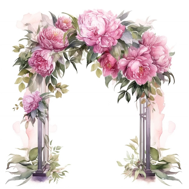 A frame with peonies and roses on it