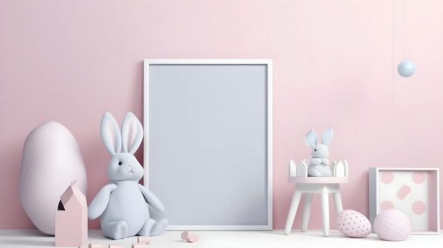 A frame with a rabbit on it