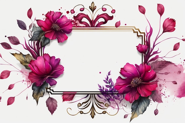 A frame with red flowers on it