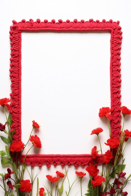 a frame with red roses on it