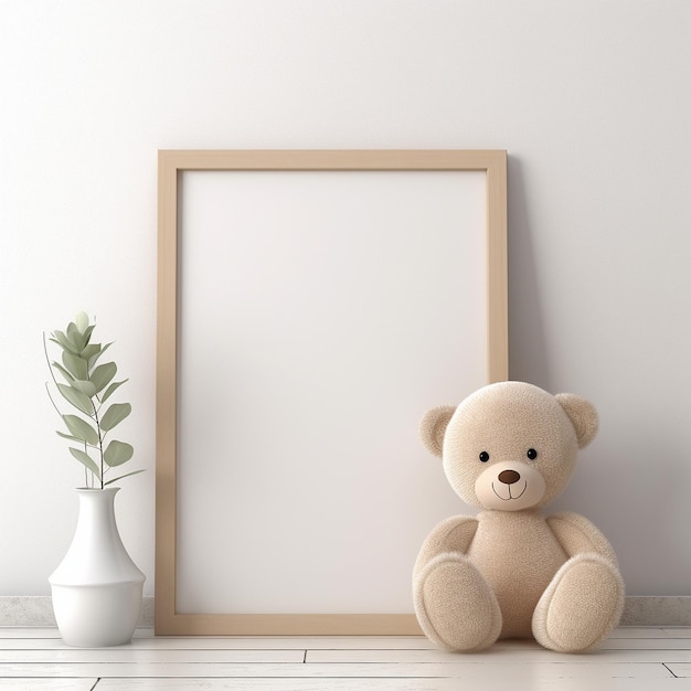 Photo frame with stuffed animal