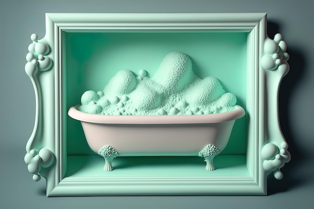 Frame with a texture reminiscent to bath foam