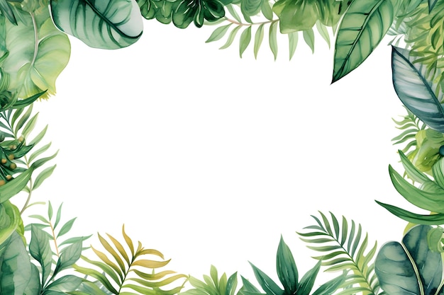 a frame with tropical leaves and a place for text