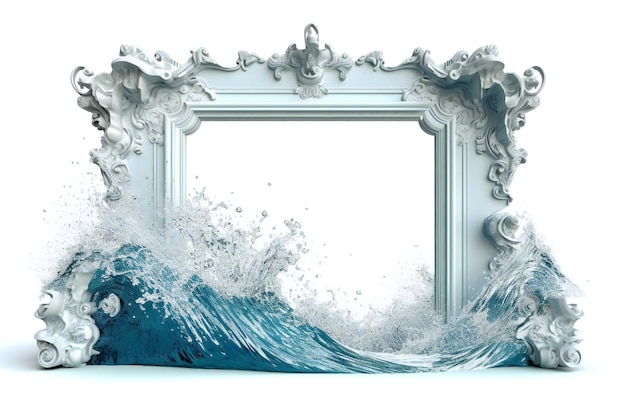 A frame with a wave in the middle of it