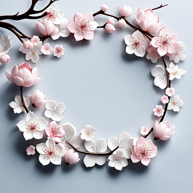 写真 白い花のフレーム 3d サキュラ