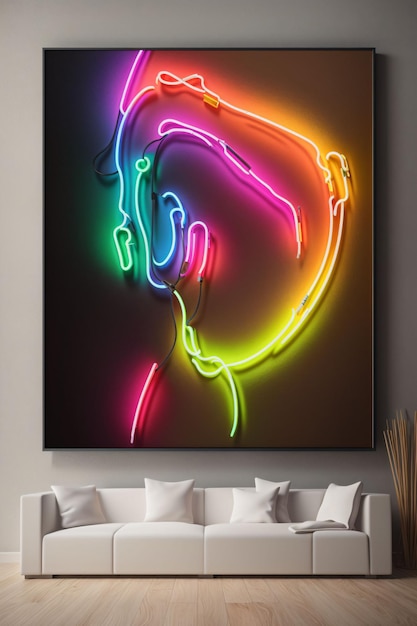 Photo a framed art print of a neon