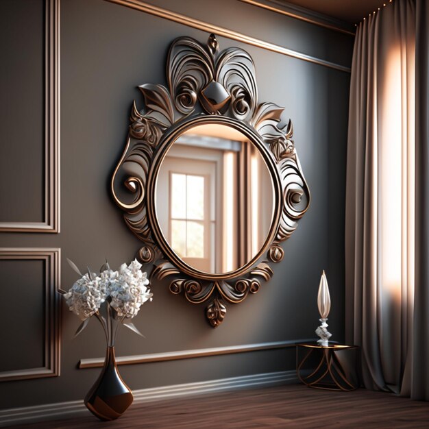 framed mirror in living room