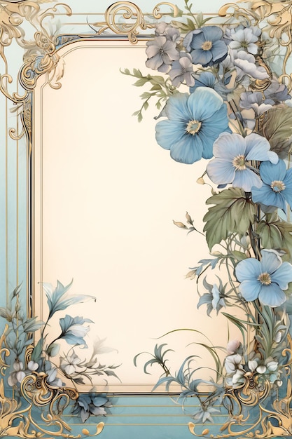 a framed mirror with flowers and gold frame