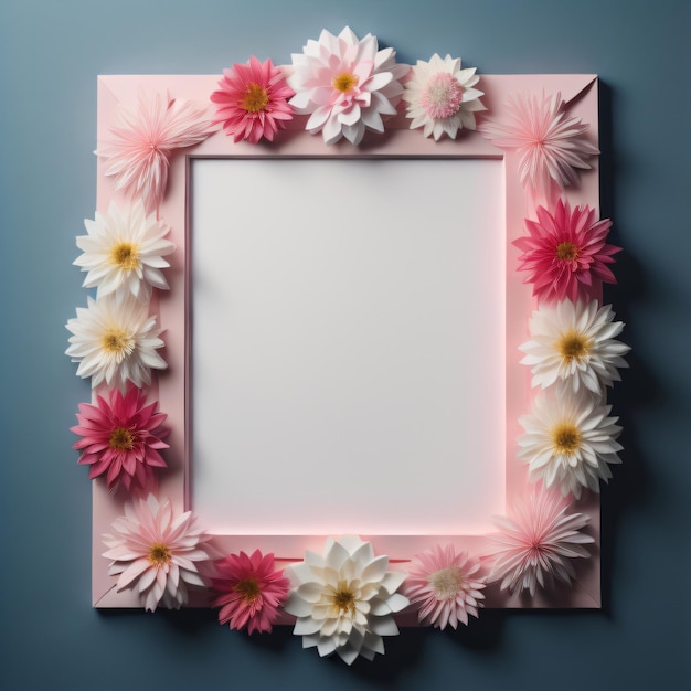 A framed picture of flowers and a frame with a white frame with flowers on it.