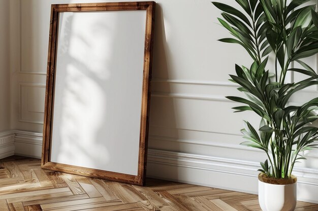 Photo a framed picture frame is on the floor next to a plant