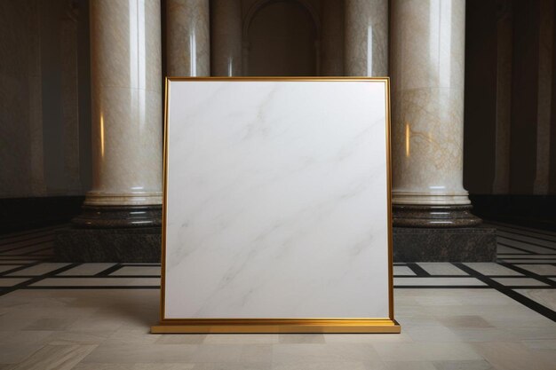 обрамленная картина большой белой мраморной рамки с золотой рамой.