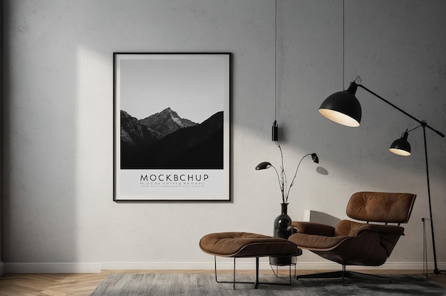 a framed picture of a mountain is hanging on a wall
