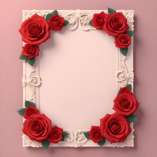 Photo a framed picture of roses and a frame with a white frame