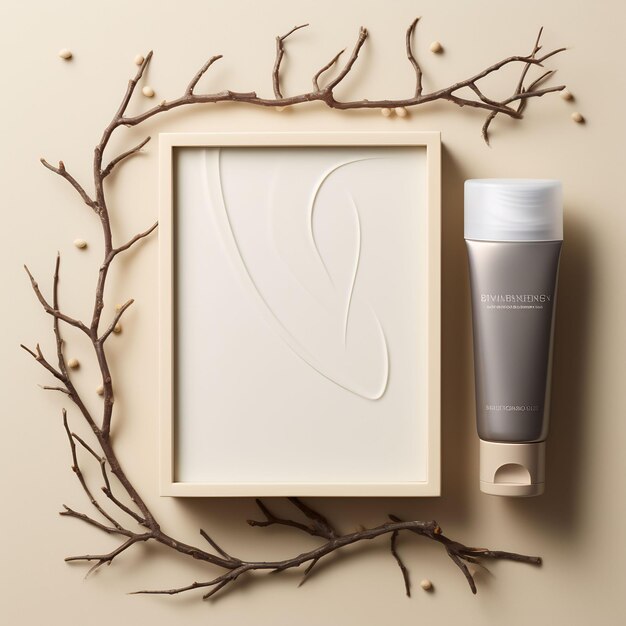 a framed picture of a tube of hair dryer and a branch with a white brim.