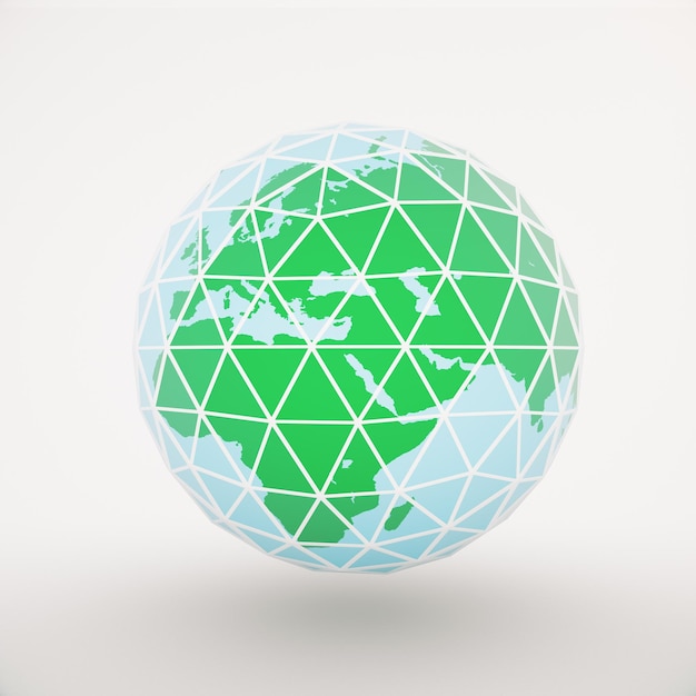 Photo framed polygonal globe light background