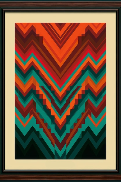 a framed poster with an abstract design on it