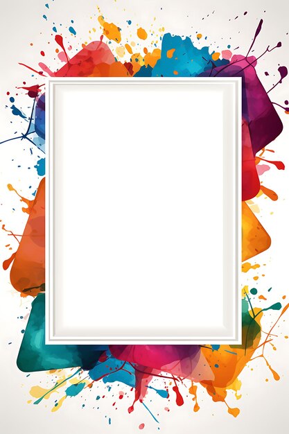 a framed white framed picture with a colorful background