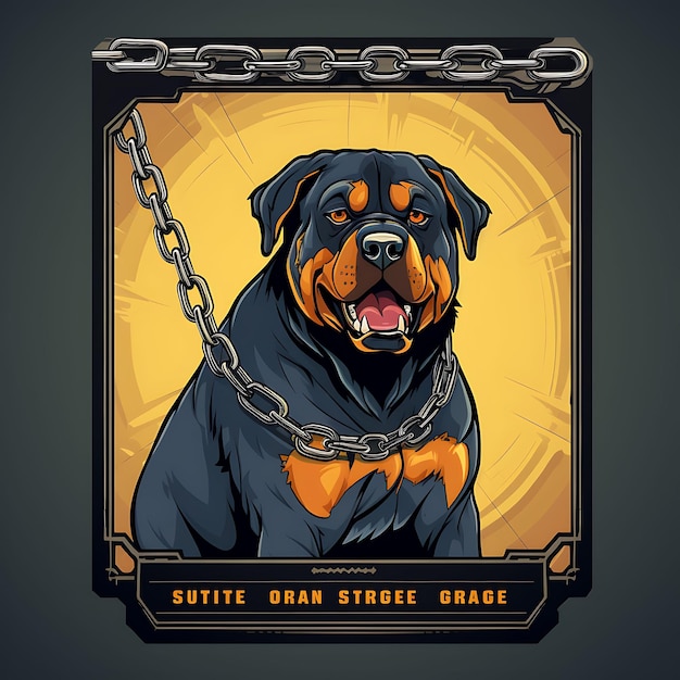 Frameontwerp van Rottweilerhond met donker en intens kleurenschema met ketting iPhone-hoesje Stijl Art