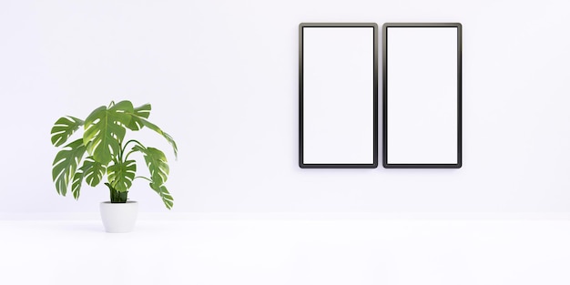 Frames and interior plant 3d render