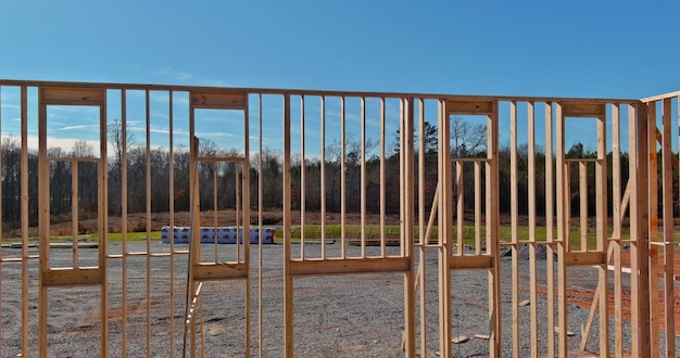 Framing beam of new house under construction home beam construction