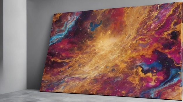 Framing the canvas with vibrant contrast sunny gold liquid paint splashes universe space texture tri