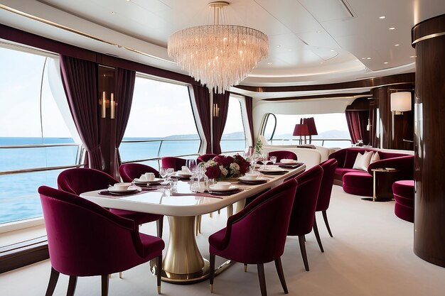France Cannes luxury yacht Continental 80 boatyard Cantieri Navali del Mediterraneo dinette