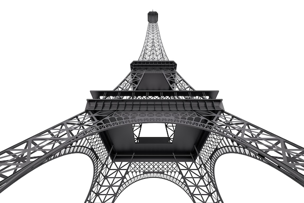 Concetto di francia. torre eiffel di parigi su sfondo bianco. rendering 3d