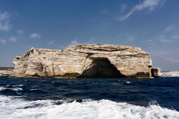 France Corsica Bonifacio the rocky coastline at the entrance of the port