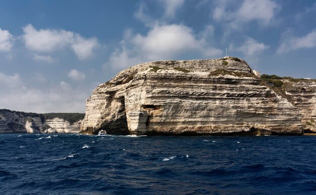 France Corsica Bonifacio the rocky coastline at the entrance of the port