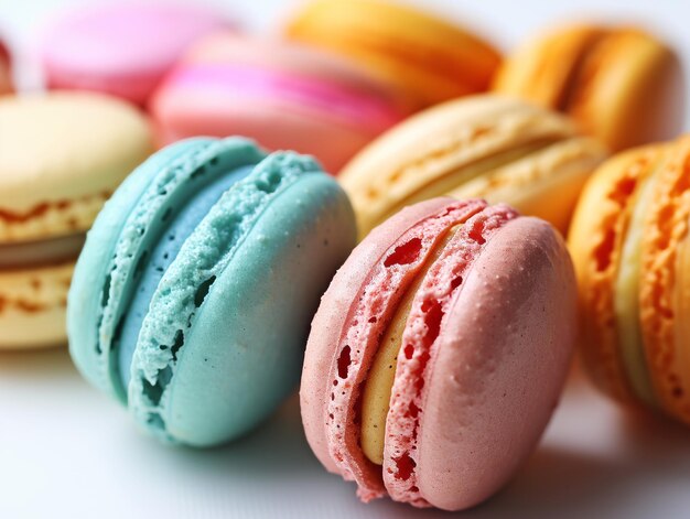 france one Colorful macarons on white background studio light ar 43 style raw stylize 150 v 6 Job ID cf514255b6f449648969ffe1e7aaa41b