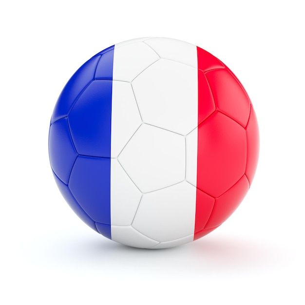 Foto pallone da calcio francia con bandiera francese isolato su sfondo bianco