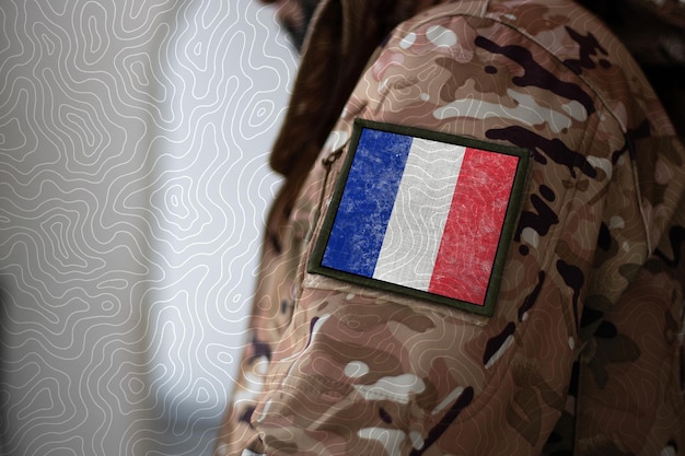 France Soldier Soldier with flag France France flag on a military uniform Camouflage clothing