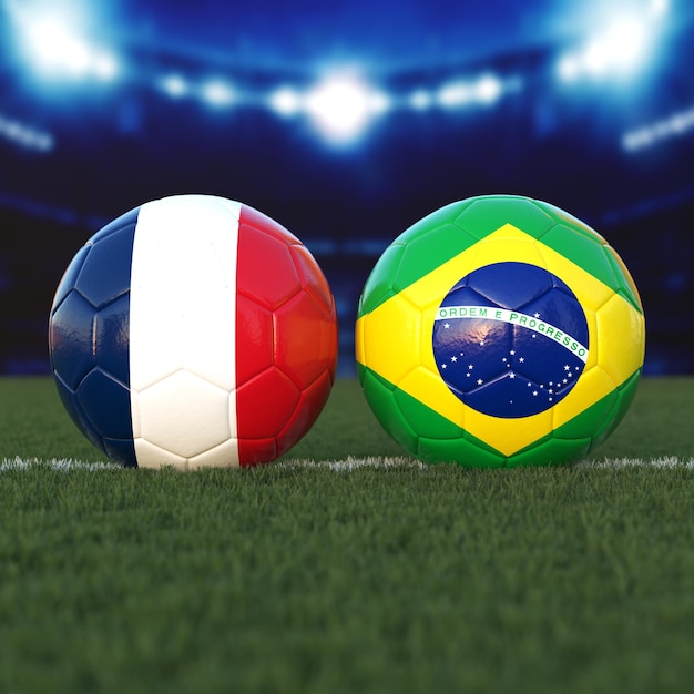 Premium Photo France vs brazil soccer match