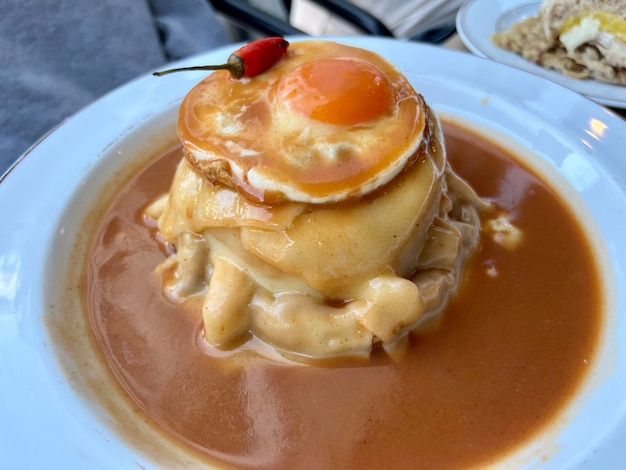 Francesinha typical food from Porto Portuguese cuisine