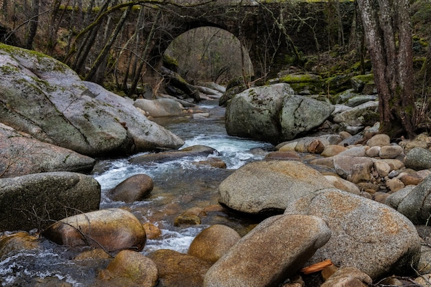 Francia river. Landscape in the Batuecas Natural park. Spain.