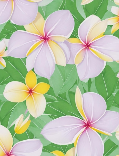 Frangipani flowers semaless pattern wallpaper graphic design illustration