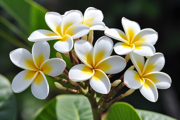 フランジパニ プルメリアの花やテンプルツリーの花が咲く