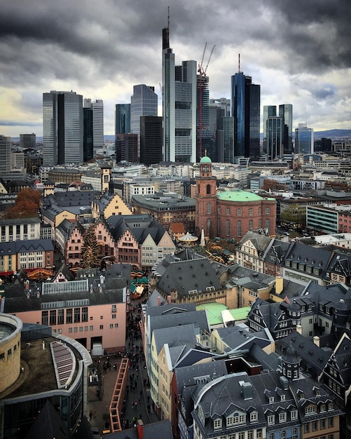 Frankfurt am Main city skyline Hesse Germany December 2018