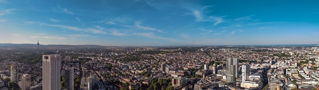 Frankfurt am main skyline, duitsland, europa, het financiële centrum van het land.