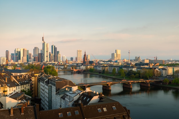 Frankfurt am main skyline during beautiful morning